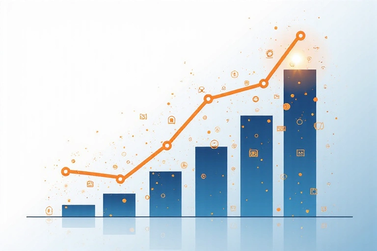 Graphique de croissance financière avec des flèches ascendantes, symbolisant la prospérité