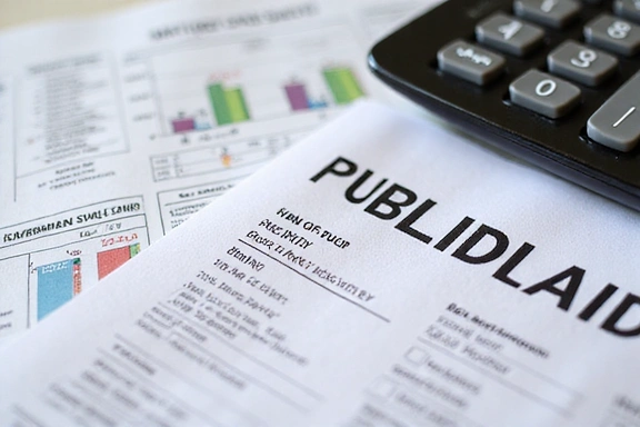 Graphiques financiers et documents de subvention sur un bureau